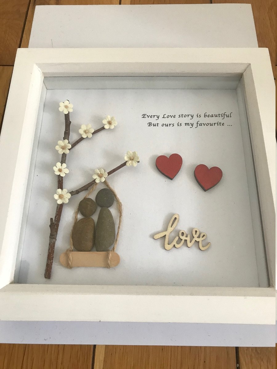 Valentines Day Pebble Frame, Love Gift, Father's Day Gift, Mother's Day Gift, Lo