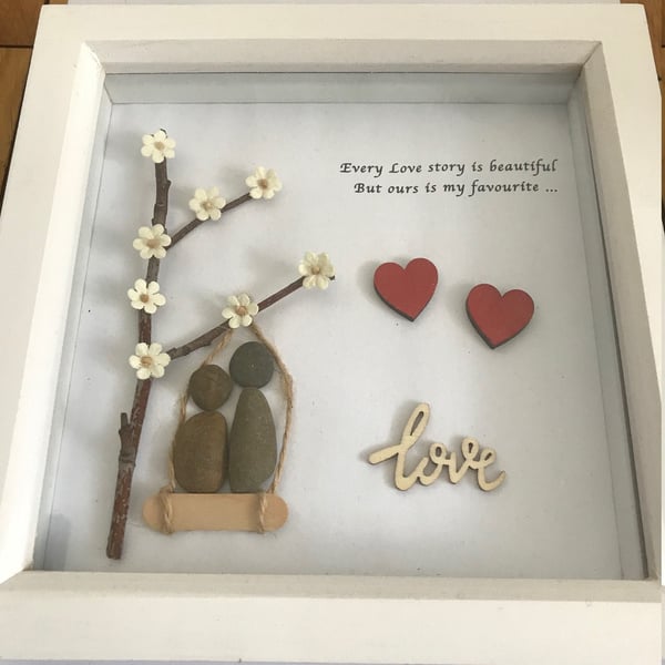 Valentines Day Pebble Frame, Love Gift, Father's Day Gift, Mother's Day Gift, Lo