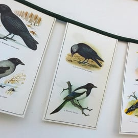 Book bunting - birds (dark green)