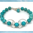 One of a Kind (OOAK) Turquoise gemstone Fidget spinner bangle style bracelet