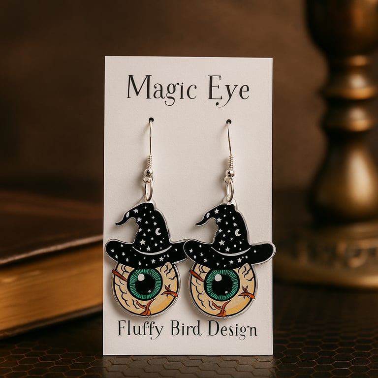  Witch Hat Eyeball Earrings – Handmade Spooky Jewellery with a Quirky Twist