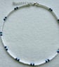 Lake Blue, White Seed Bead Choker Necklace, Y2K Beaded Jewelry, Minimalist Style