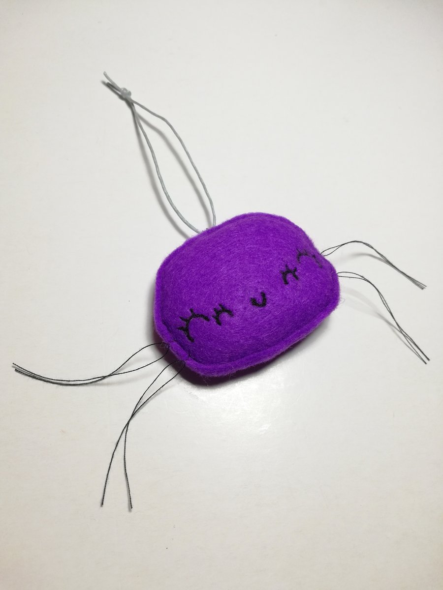 Felt Spider Halloween Hanger in Purple with cute face