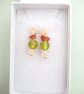  Peach & Rose Quartz Small Drop Earrings Czech Glass Floral Bead, - Image 9