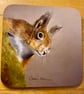 Beautiful 9cm square glossy coaster Red Squirrel  