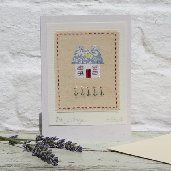 Daisy Cottage, sweet little hand-stitched card for any occasion