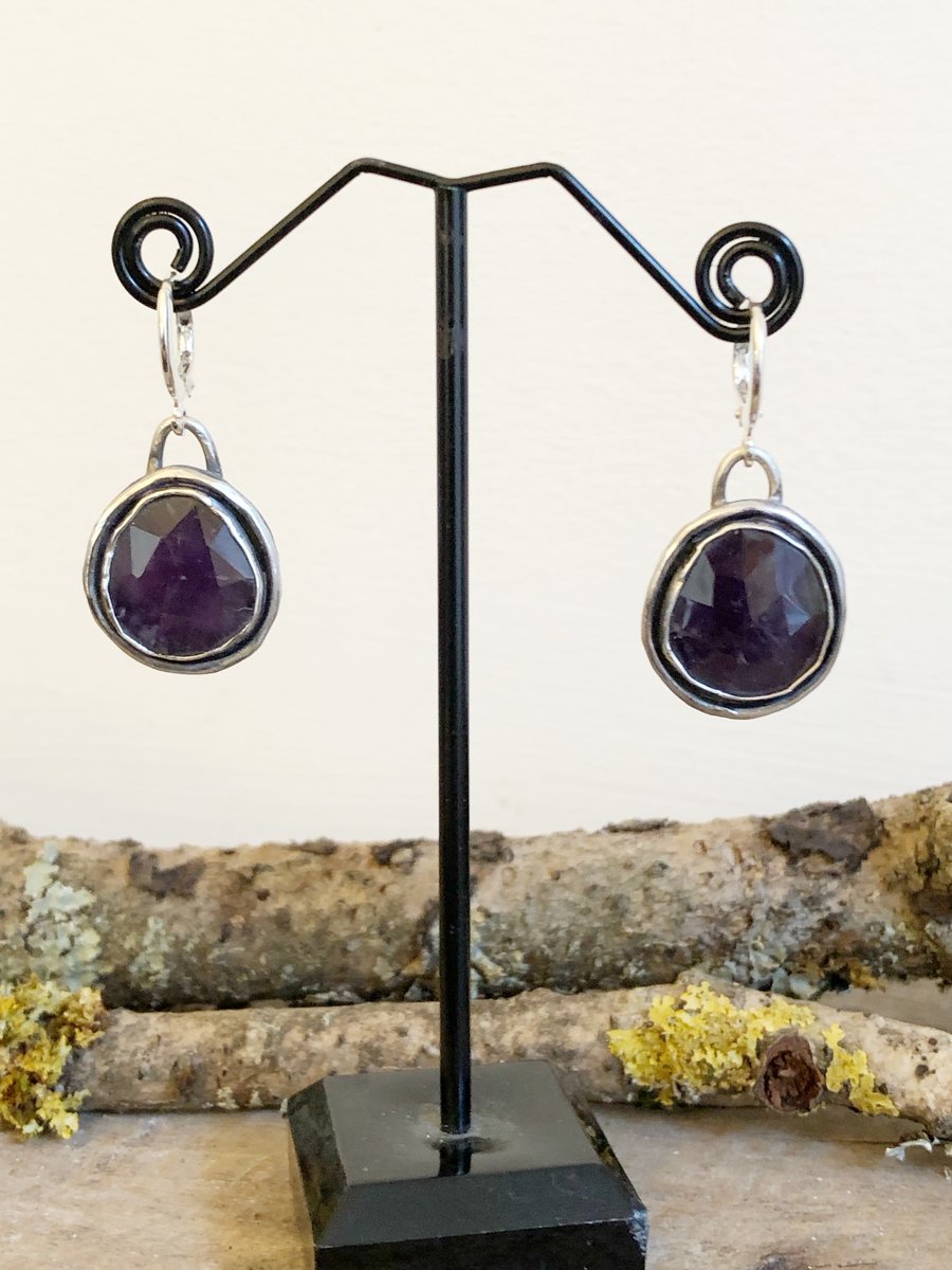Amethyst Earrings - Sterling Silver Earrings - Artisan Earrings