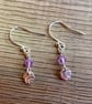 Tiny silver earrings with lilac Swarovski crystals - Image 3