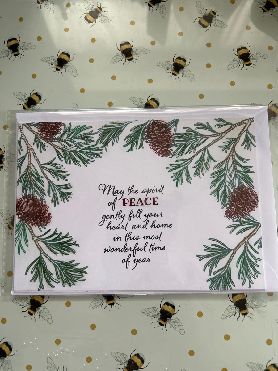 Hand stamped and coloured Christmas card pine cone, handmade, holiday cards frie