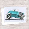 American Hot Rod Greeting Card - Detailed Hand Drawn Car Art - Blank Inside
