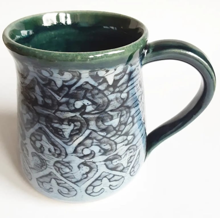 Mug - Hand Thrown Stoneware Ceramic Blue Glazed Mug 