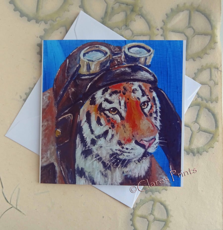 Flying Tiger Art Greeting Card From my Original Painting
