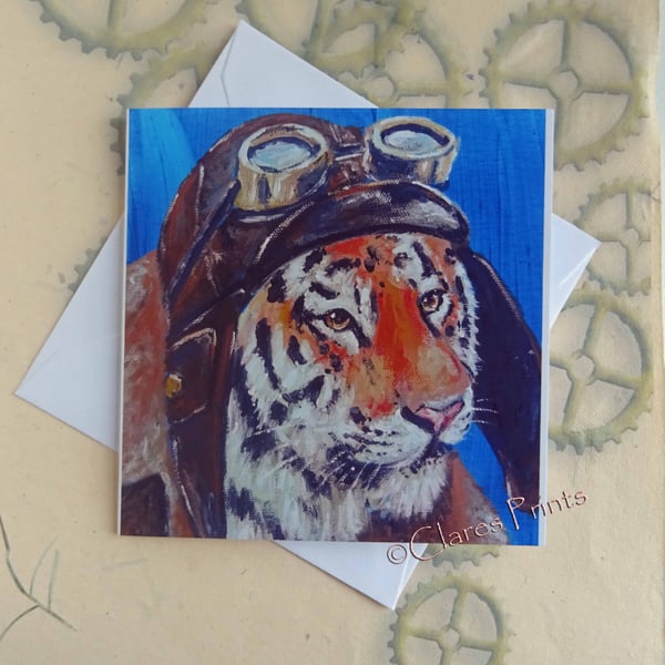 Flying Tiger Art Greeting Card From my Original Painting