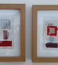 Colourful Combinations Red Grey Natural Handstitched Geometric Art Picture - Image 9