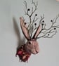 Larger than life jackalope with twig antlers & felt collar  - Rowan Thistlekin - Image 4