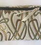 Purse, green, brown, zipped for coins, notes and cards, make up