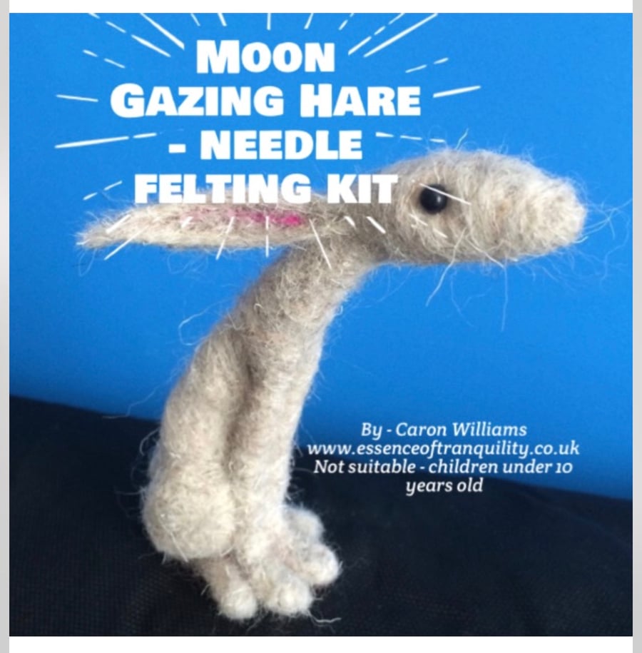 Moon Gazing Hare needle Felting kit by Essence of Tranquility 