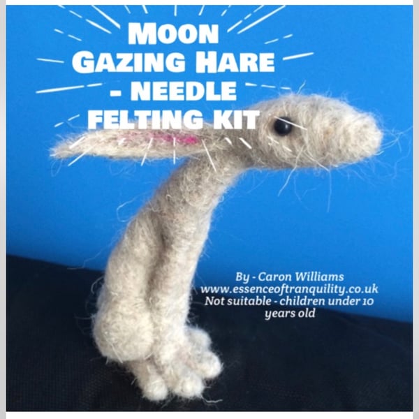 Moon Gazing Hare needle Felting kit by Essence of Tranquility 