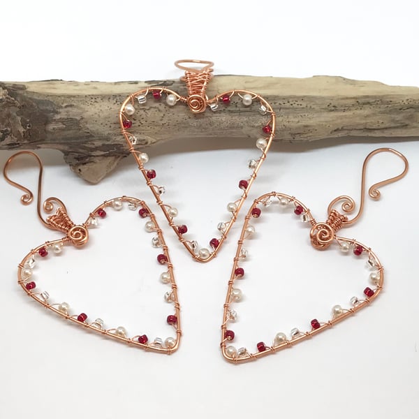 Copper Heart Decorations, Christmas Hearts, Hanging Decorations
