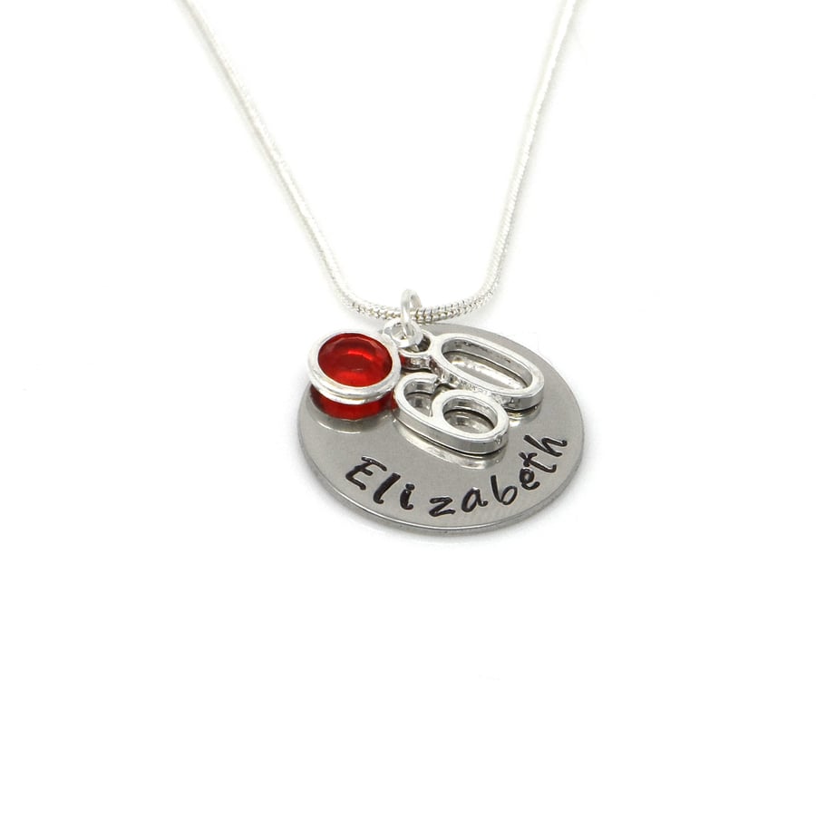 Personalised 60th Birthday Birthstone Necklace - Gift Boxed - Free Delivery