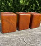 Set of 3 Handmade Mango Wood Candle Holders with Glass Liners