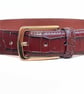 Burgundy Full Grain Crocodile Embossed Belt Gold-Tone Buckle Mens Belt 38mm - Image 6
