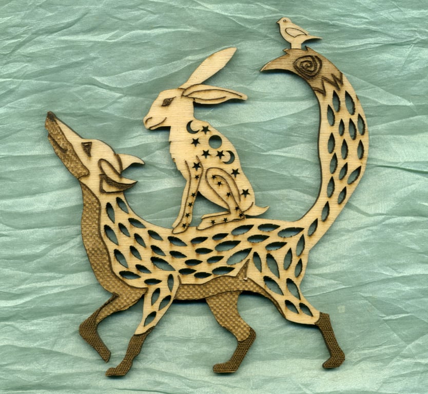 Fox, hare and wren animal stack