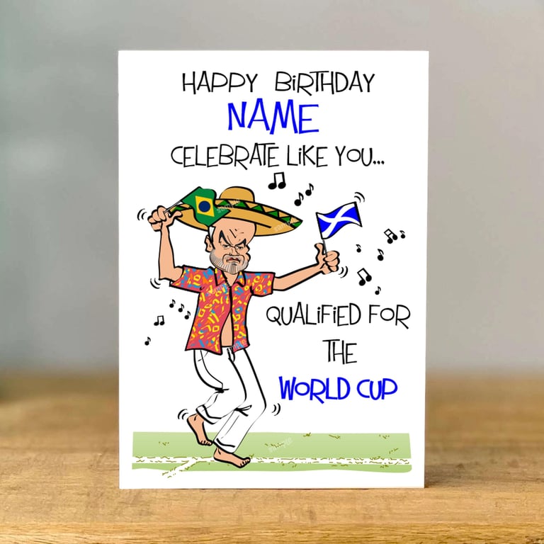 Personalised Scotland Birthday Card, World Cup, Steve Clarke, Dad, Son, Mum, 