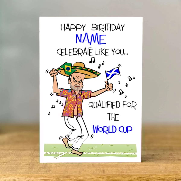 Personalised Scotland Birthday Card, World Cup, Steve Clarke, Dad, Son, Mum, 