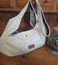 Yellow corduroy hobo bag with floral lining