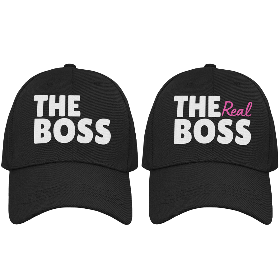 Couples Hat Gift Set Of 2 - The Boss & The Real Boss Cap Set