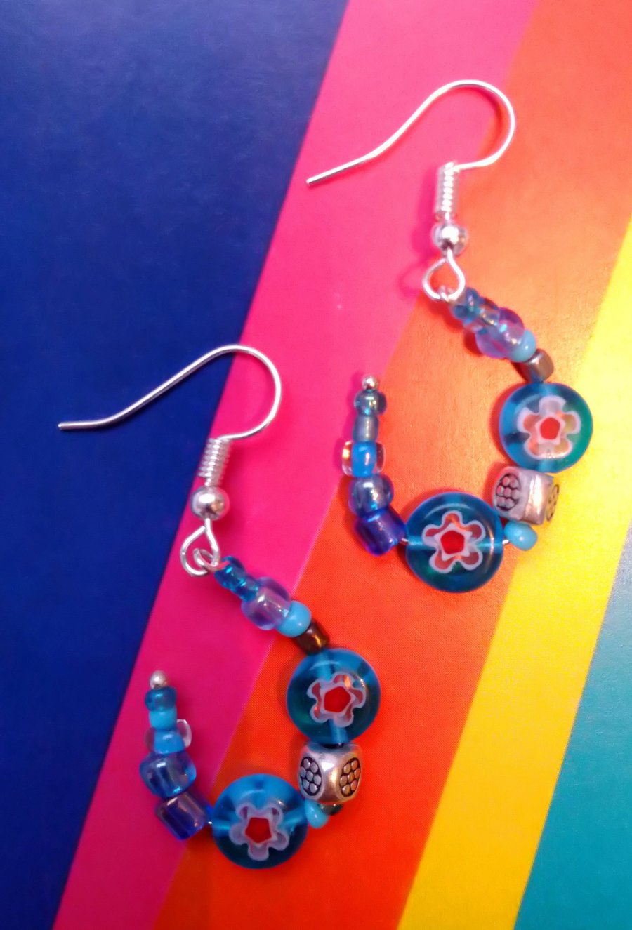 Curvy  Blues Beaded Earrings