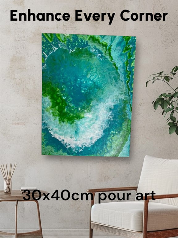 Acrylic fluid pour handmade art painting 
