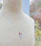 Silver Holly Leaf Pendant with carnelian and garnet beads - Image 3