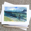 Ocean Moods. Handpainted Blank Card. Mixed Media Wall Art