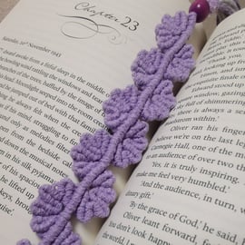 Handmade macrame bookmark for bookworm, boho inspired, lilac FREE UK P&P