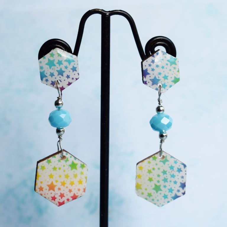 Rainbow Star Earrings with Hypoallergenic Stainless Steel Posts