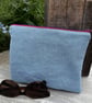Embroidered Roundelay cotton and denim patchwork pouch one of a kind - Image 3