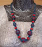 Turquoise and poppy red chunky necklace - Image 1