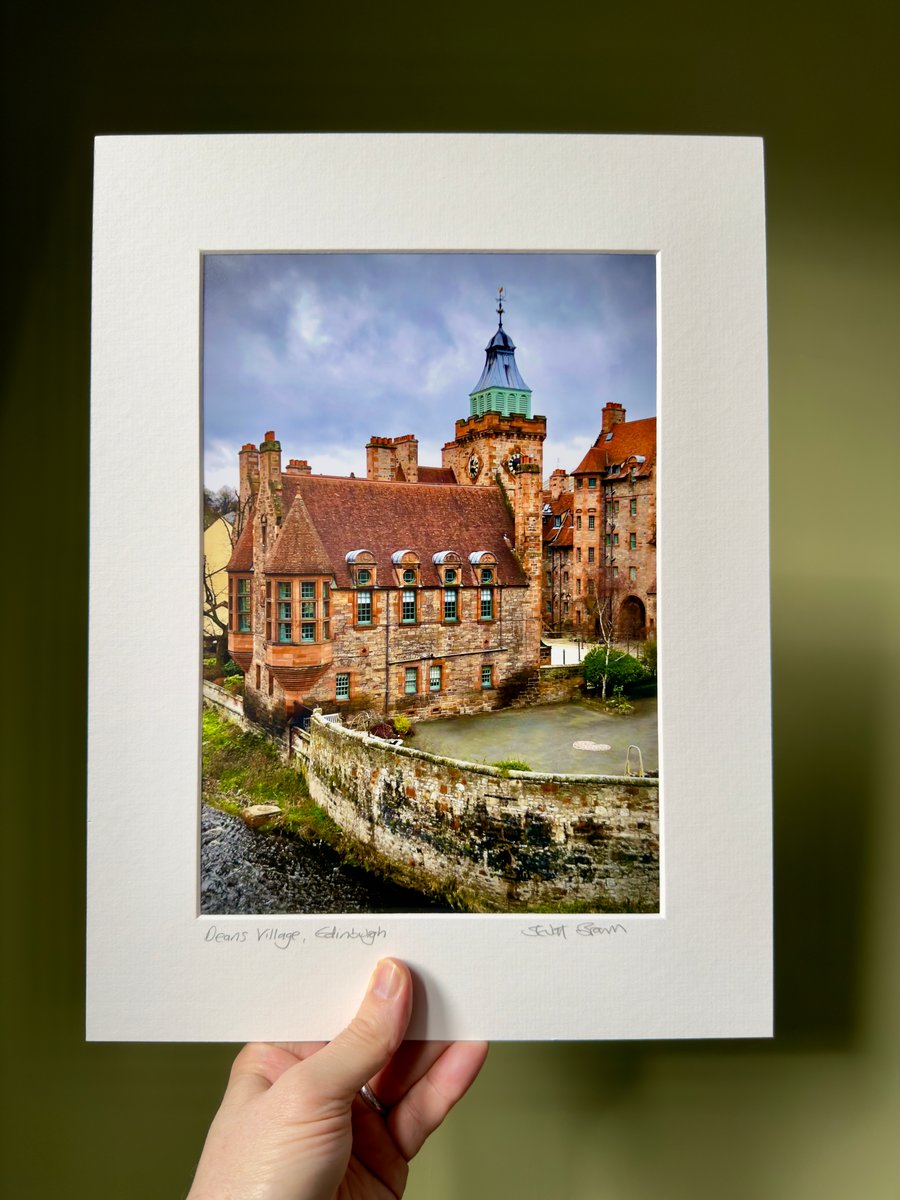 Deans Village, Edinburgh signed mounted print 30 x 40cm FREE DELIVERY 
