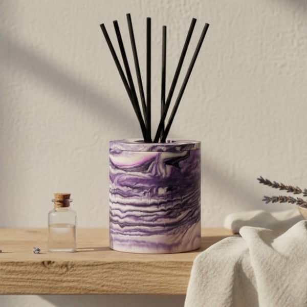 Purple Marbled Diffuser Bottle Holder for Home Fragrance