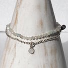 Over the Moon - Sterling Silver & Moonstone beaded bracelet stack