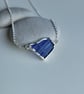 Blue Sea Glass Sterling Silver Necklace - Corrugated Triangle - Image 2
