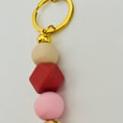 Keyring  or bag charm in pink and beige  tones 