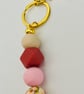 Keyring  or bag charm in pink and beige  tones  - Image 1
