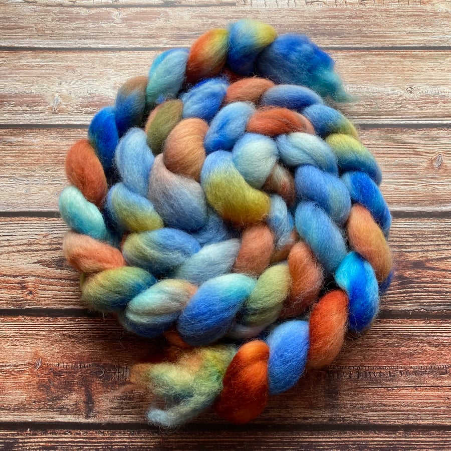 Kent Romney Spinning fibre 100g Chestnut sky