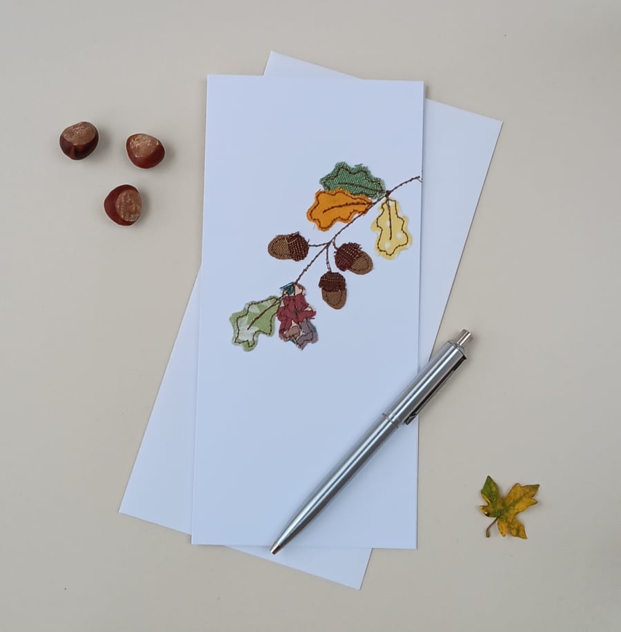 Acorns and Oak Leaves Autumnal Greetings Card