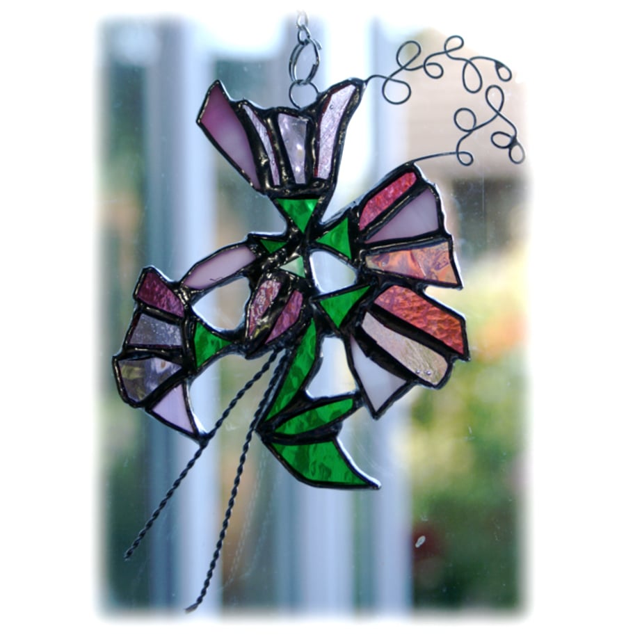 SOLD  Sweet Pea Suncatcher Stained Glass Flower Summer Pink