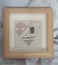Coffee and Cream Patchwork Heart in a Wood Effect Frame