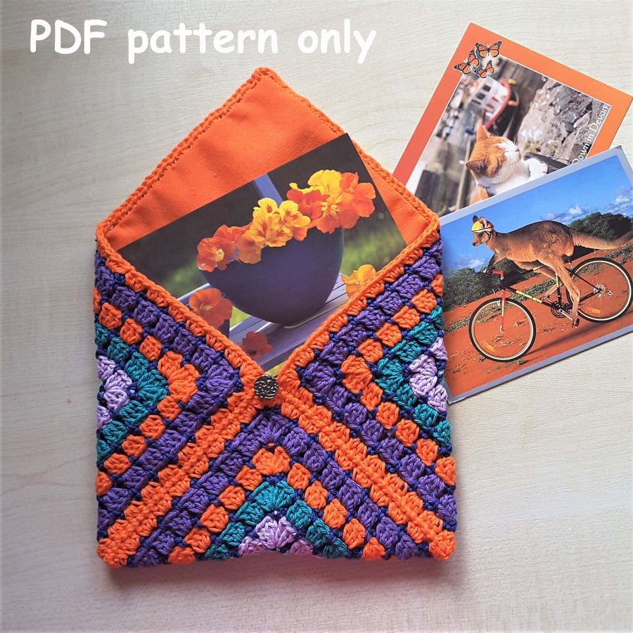 Crochet envelope pattern. Memory keeper. Treasure holder. Crochet pocket.
